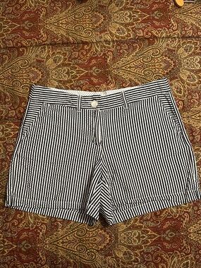 crown & ivy Navy and White Striped seersucker Shorts